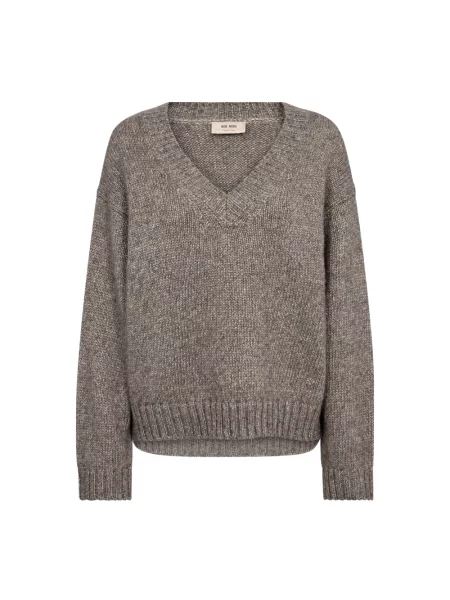 Sweter z dzianiny o kroju oversized z dodatkiem wełny model Welma' Mos Mosh szary