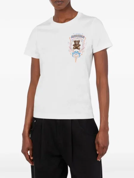 Ursuleț de pluș tricou Moschino cu imagine alb