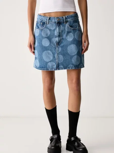 Marimekko fustă din denim albastru