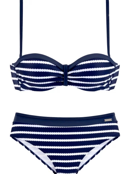 LASCANA Costum de baie două piese bleumarin alb