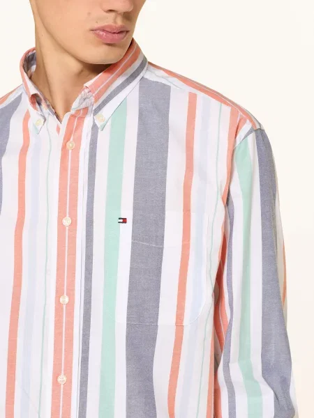 Tommy Hilfiger Košile Oxford Regatta Stripe Relaxed Fit oranžová/ modrá bílá