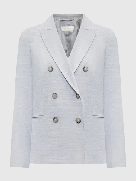 Двобортний жакет з вовною з люрексом Peserico сірий