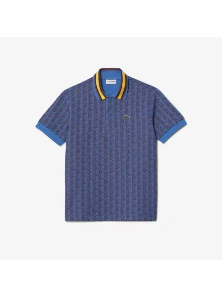 Lacoste Koszulka Polo Classic Fit Z Kołnierzykiem Kontrastowym I Motywem Monogramu czerwona