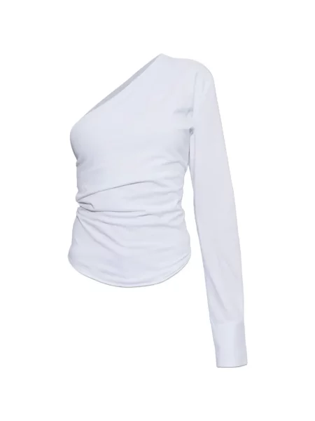 Top Dsquared2 cu volane cu un umăr gol alb