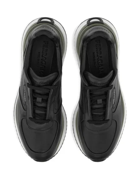 Sneakerși Ferragamo cu șireturi din piele negru