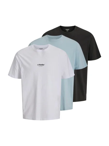 JACK & JONES Tricou JJESOHO albastru pastel / negru alb