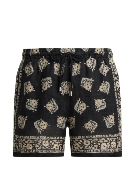 Slip de baie Ralph Lauren Purple Label cu model floral cu cordon negru