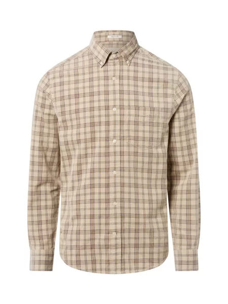 Gant koszula sztruksowa Mężczyźni Regular Fit w kratkę M beżowy