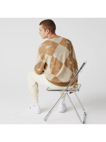 Lacoste Żakardowy Sweter Z Monogramem