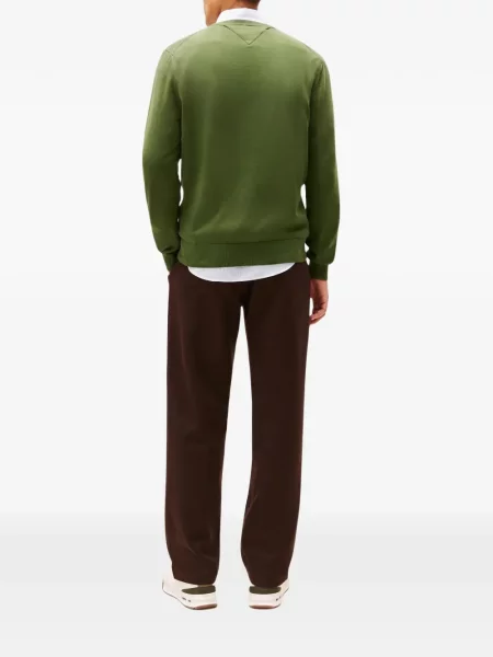 Pulover Tommy Hilfiger cu decolteu rotund verde