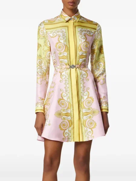 Rochie mini Versace cu imagine de costum roz