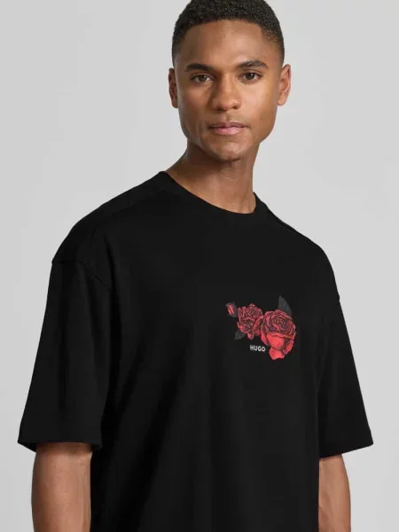 Oversized t-shirt z czystej bawełny model DOMANS' Hugo czarna