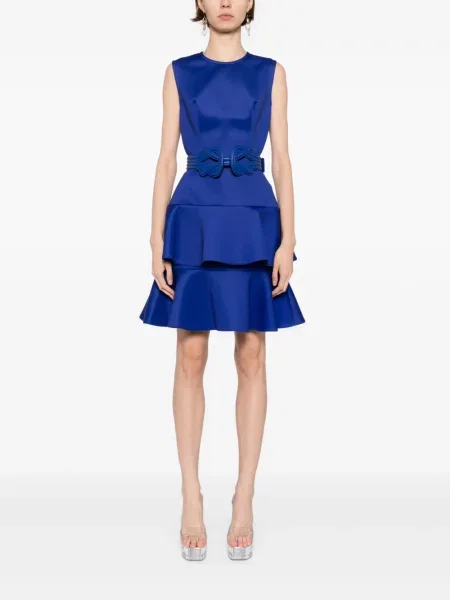 Rochie mini Saiid Kobeisy cu volane de costum albastru