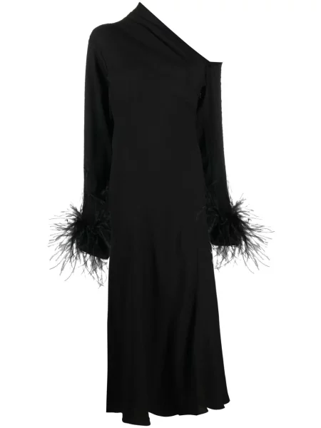 Rochie 16arlington cu pene cu un umăr gol de costum negru