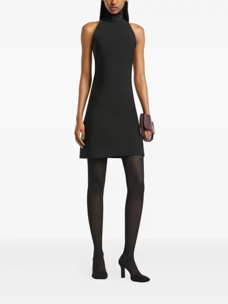 Rochie mini Courreges cu gât halter de costum negru
