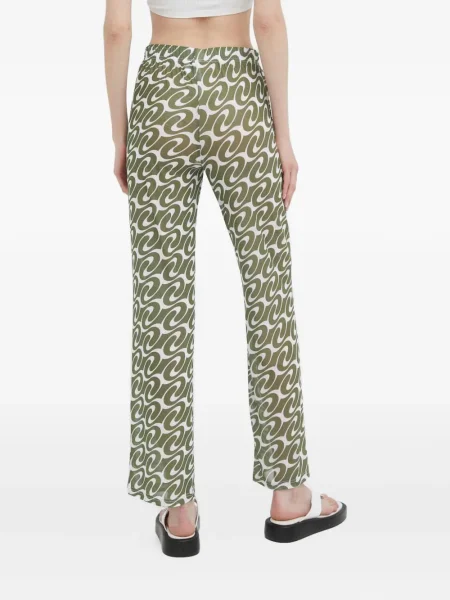 Pantaloni Résumé cu imprimeu geometric verde