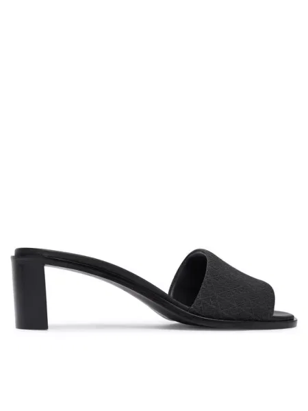 Calvin Klein Klapki Block Heel Sandal Aop czarny