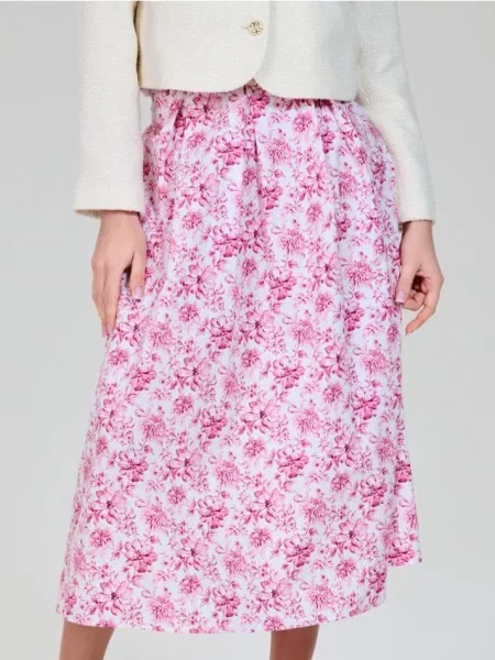 Спідниця міді з квітковим принтом різнобарвний