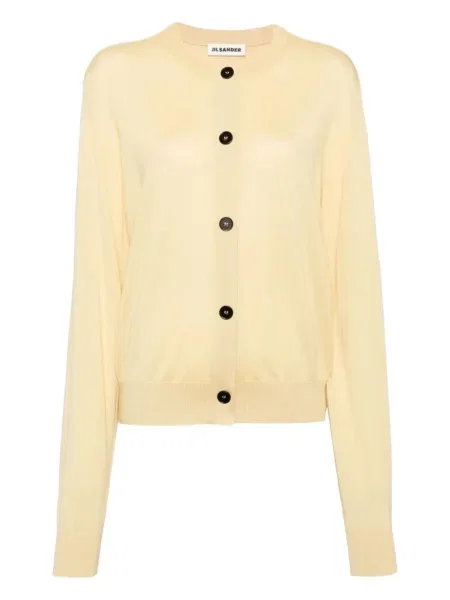 Cardigan Jil Sander cu decolteu rotund galben