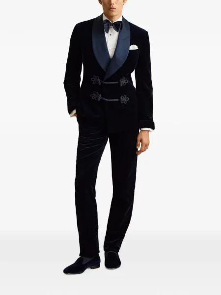 Hlače Ralph Lauren Purple Label od samta plava
