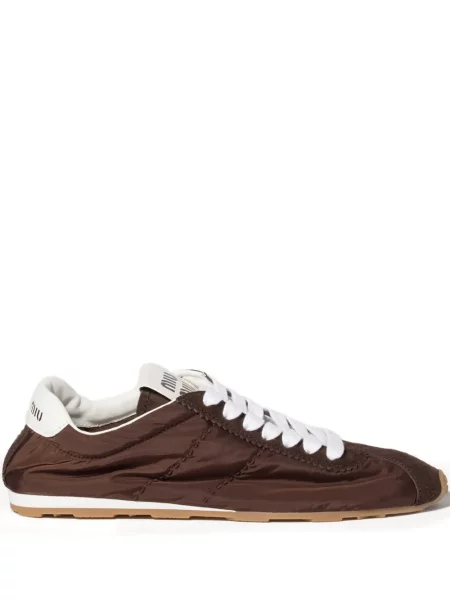 Sneakerși Miu Miu din piele de căprioară maro