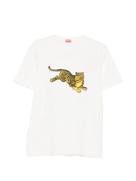 Tricou Kenzo cu imagine cu dungi de tigru alb