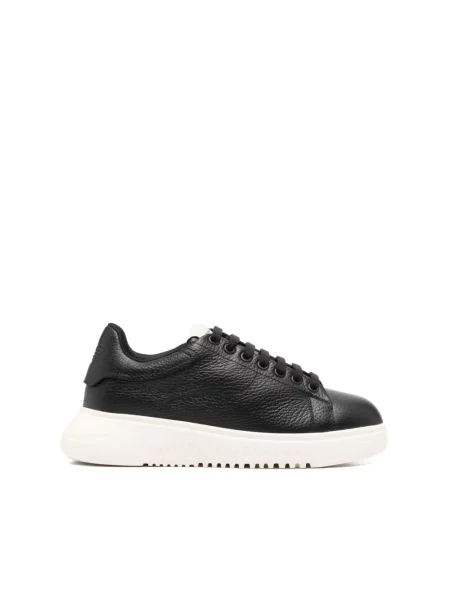 Emporio Armani Buty Kobieta 37 EU Sneakersy z Logo Patch czarny