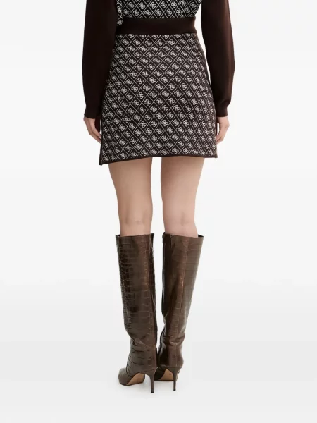 Fusta mini Guess cu imagine maro