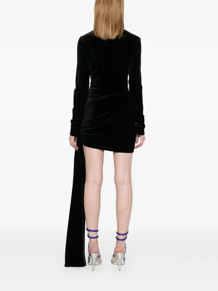 Rochie mini David Koma de catifea de costum negru