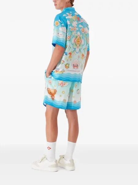 Pantaloni scurți Casablanca de mătase albastru