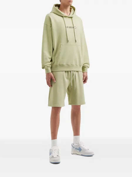 Pantaloni scurți Off-white cu imagine cu cordon alb