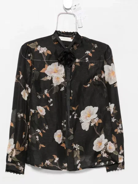 Cămașă Zimmermann cu model floral cu imagine negru