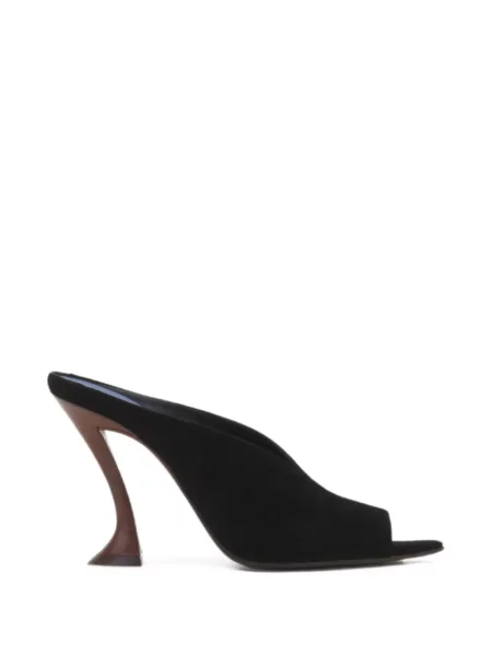 Papuci tip mules Lanvin din piele de căprioară negru