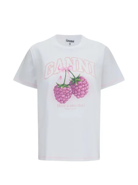 Tricou Ganni cu imagine alb