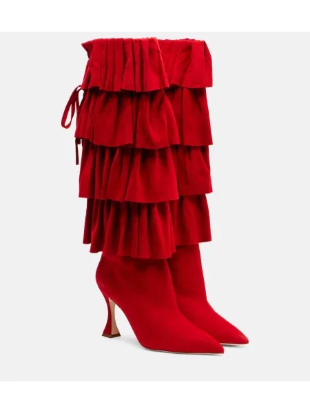 Semišové kozačky Manolo Blahnik červené