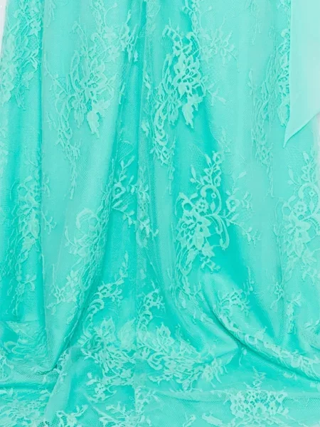 Rochie maxi Aire cu model floral din dantelă albastru