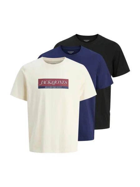 JACK & JONES Tricou JORINWOOD bej / albastru / roșu negru