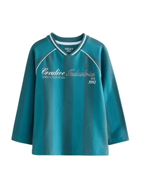 Next Tricou cyan / verde petrol alb