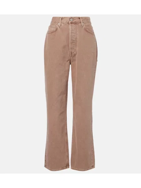 Blugi drepți Veronica Beard cu talie înaltă bej