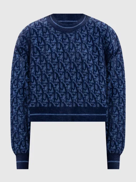 Светр з вовною у візерунок Palm Angels S синій
