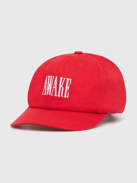 Шапка с козирка Awake NY Logo Hat с апликация червено