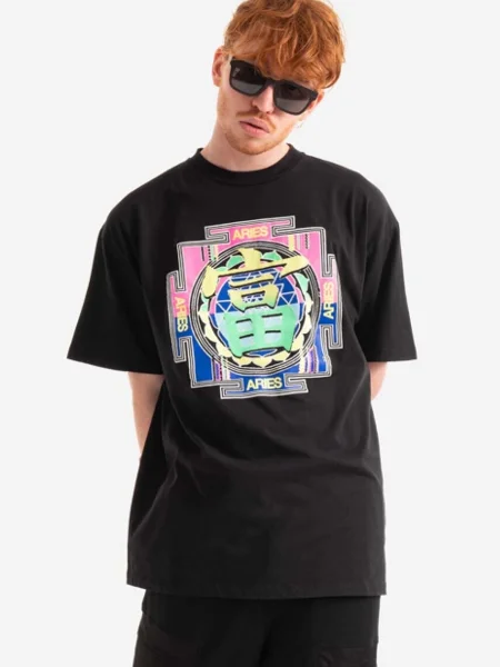 Aries tricou din Gong Temple SS Tee cu imprimeu negru