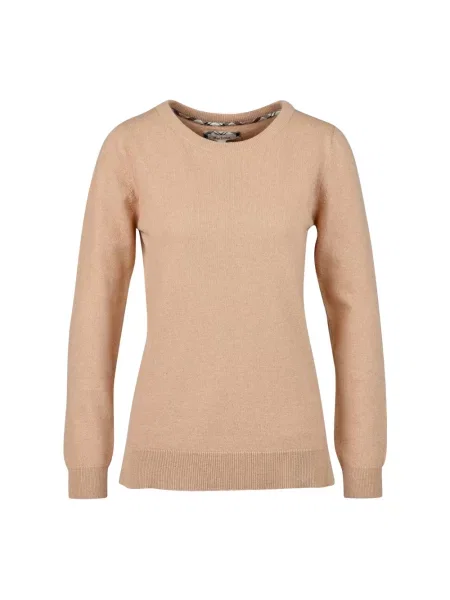 Sweter Barbour z okrągłym dekoltem beżowy