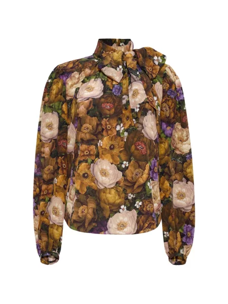 Bluză Adam Lippes de mătase cu model floral cu imagine galben
