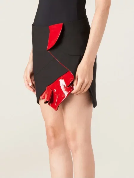 Fustă din piele Anthony Vaccarello negru
