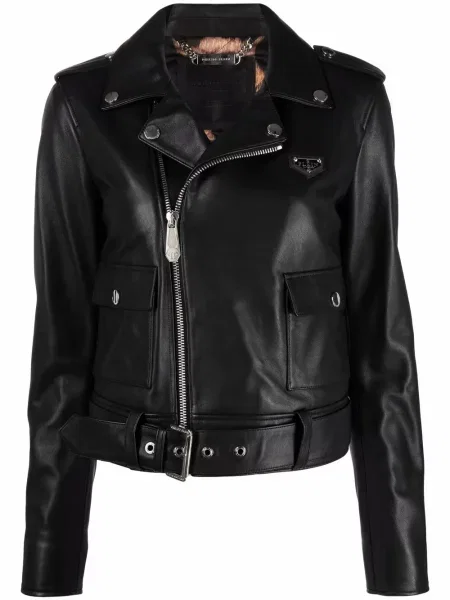 Geanta de piele Philipp Plein biker negru