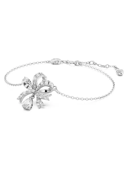 Bransoletka Swarovski z kokardką biała
