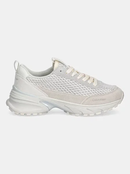 Sneakerși Calvin Klein Jeans cu șireturi din dantelă alb