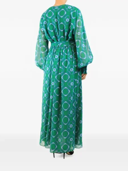 Lung rochie maxi Alexis cu legături verde