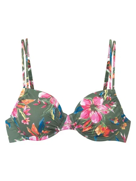 LASCANA Bikini zgornji del oliva / oranžna roza